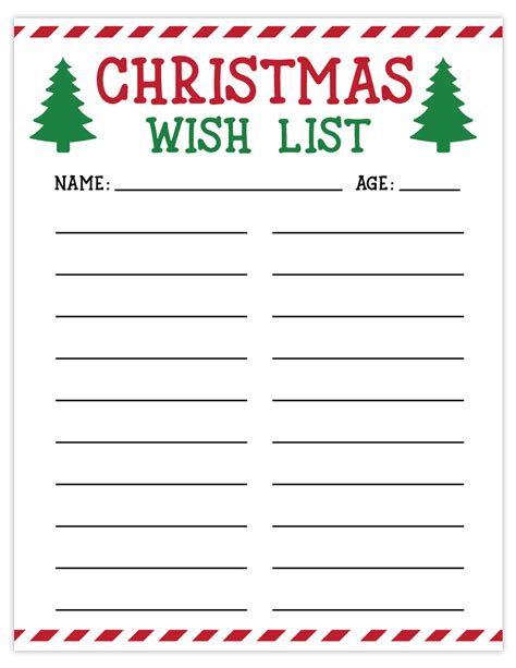 Free Christmas List Templates