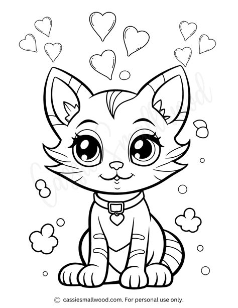 Cute Cat Coloring Page 6