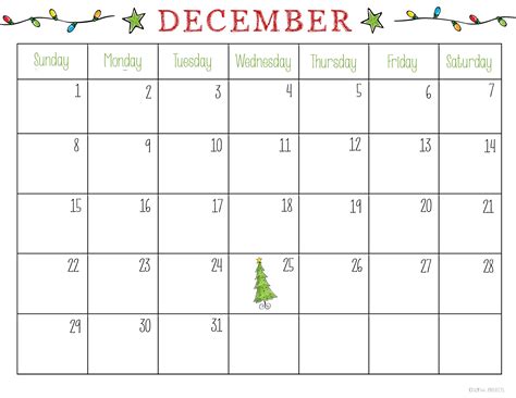 Free Holiday Calendar Template