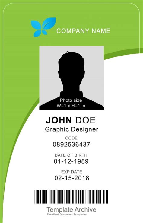 Free ID Card Template Word