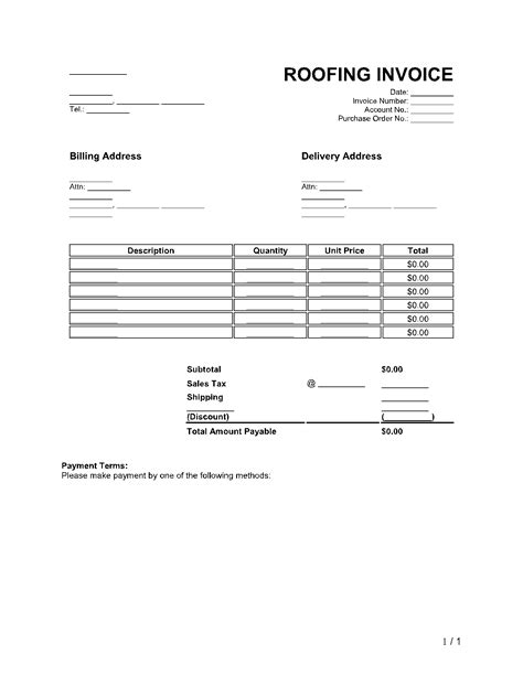 Free Invoice Template for Roofing Contractors Example 9