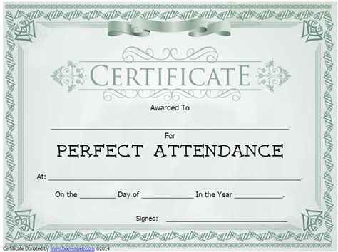 Free Perfect Attendance Certificate Template