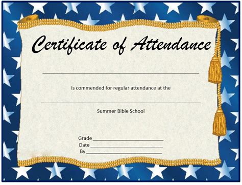 Free Perfect Attendance Certificate Template Example