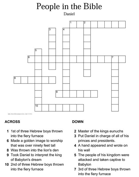 Free Printable Bible Crossword Puzzles