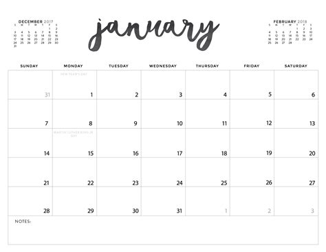 Free Printable Calendar Template