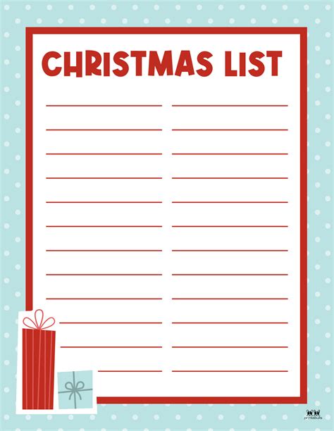 Free Printable Christmas List Templates