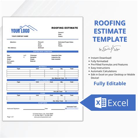 Free Printable Roofing Estimate Template Download