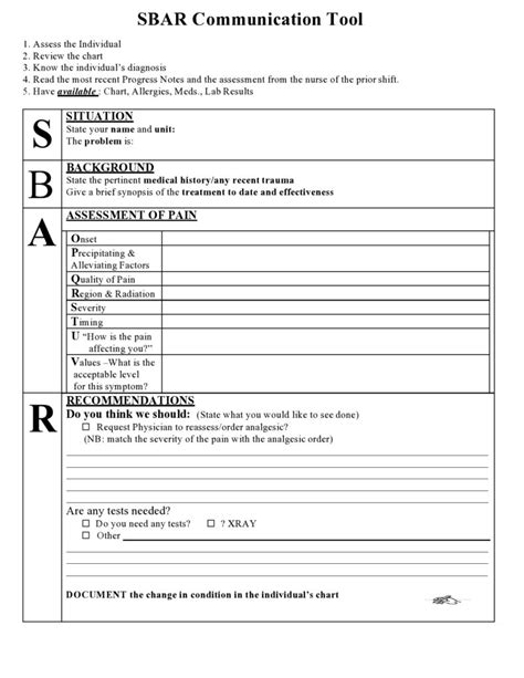 Free Printable SBAR Template