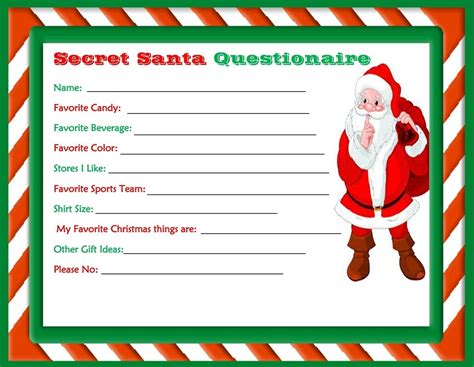 Free Printable Secret Santa Templates