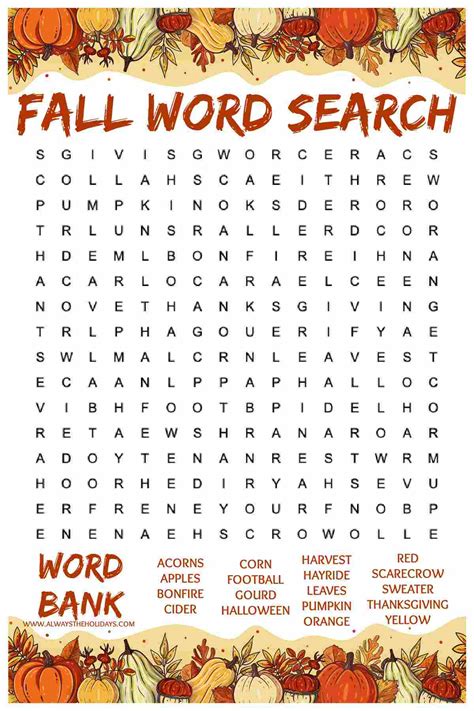 Free Printable Word Search Puzzle