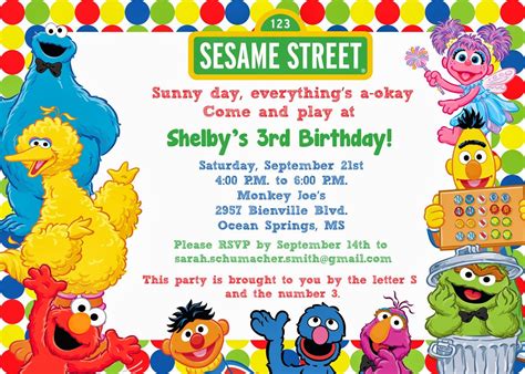 Free Sesame Street Birthday Invitation Templates