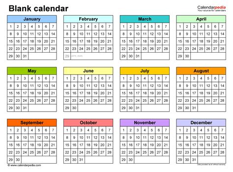 Free Yearly Calendar Template