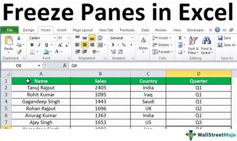 Freeze Panes Example 1