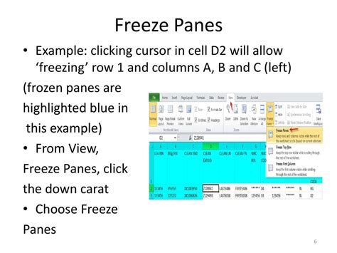 Freeze Panes Example 6