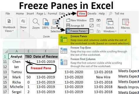 Freeze Panes Option in Excel