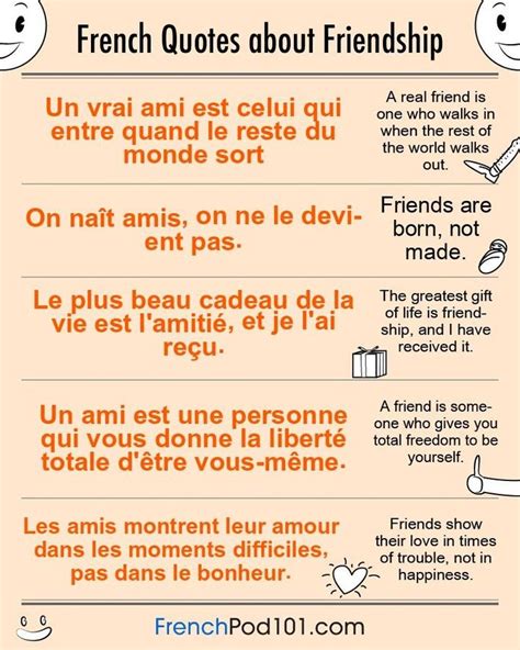 French friendship terms list