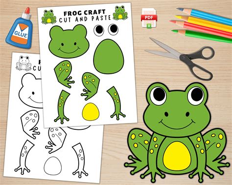 Frog Craft Template with Colorful Background