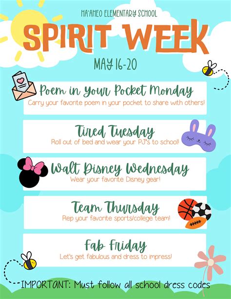 Fun and creative Spirit Week flyers