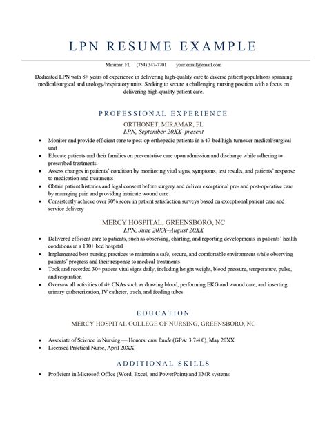 Functional LPN Resume Template