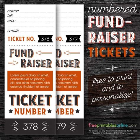 Fundraiser Ticket Template Colors and Graphics