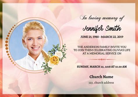 Modern Funeral Announcement Template