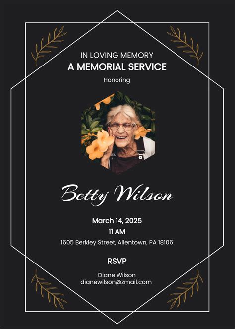 Funeral Announcement Template with Memorial Information