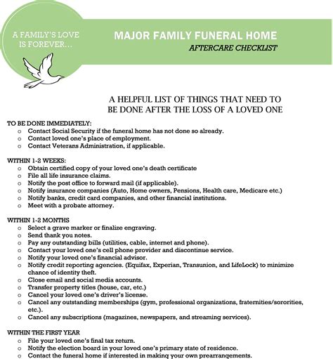 Funeral home aftercare