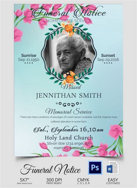 Funeral Notice Flyer Templates