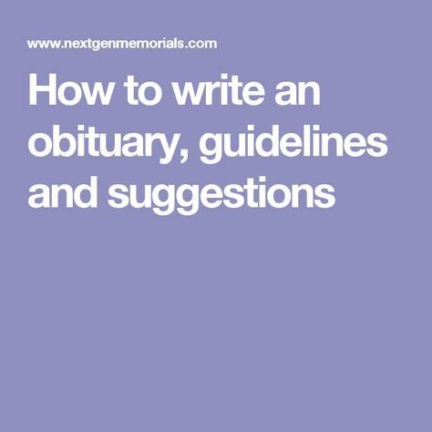 Funeral Obituary Writing Guidelines