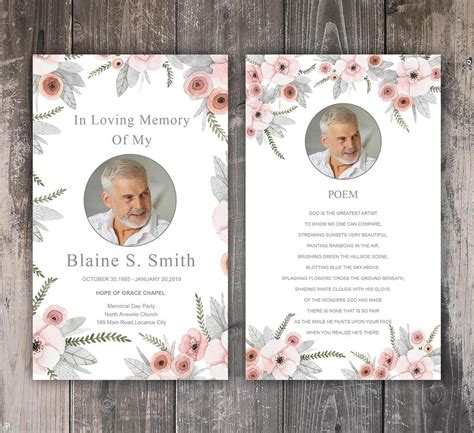 Funeral Prayer Card Template Example 3