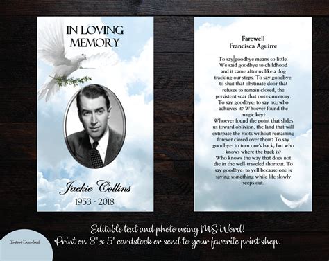 Funeral Prayer Card Template Example 5