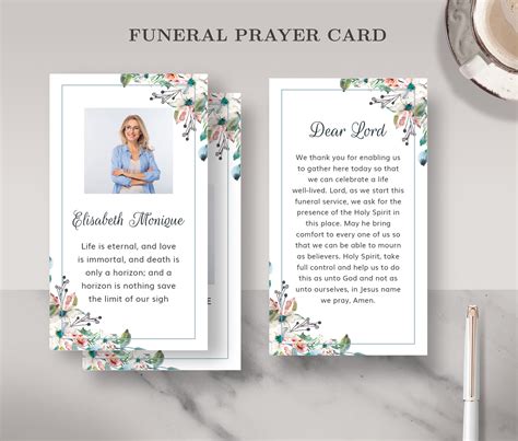 Funeral Prayer Card Template with Poem