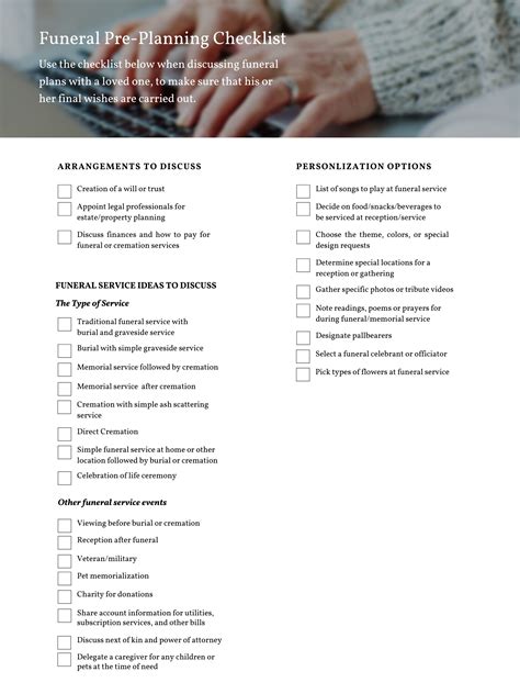 Funeral Pre-Planning Checklist