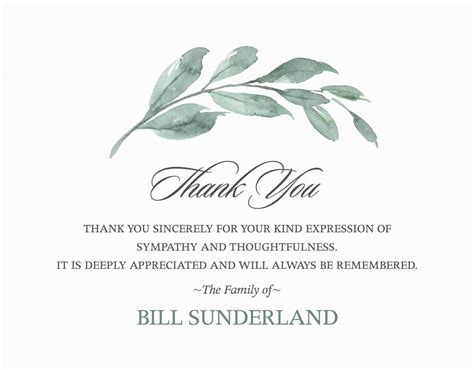 Funeral Thank You Card Wording Examples