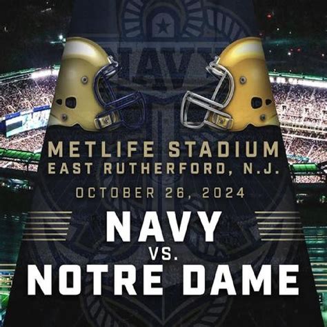 A photo of the Navy and Notre Dame teams facing off in a recent game