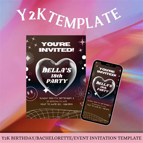 Futuristic Y2K Party Invitation