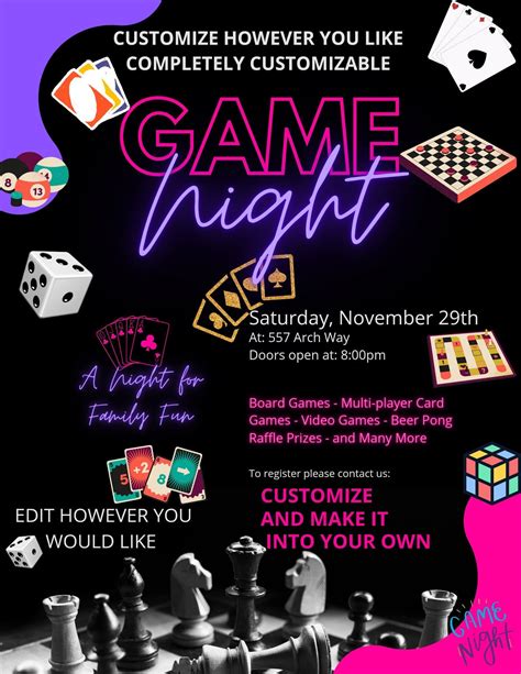 Game Night Flyer Template Customization Options