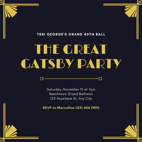 Gatsby Inspired Invitation Design