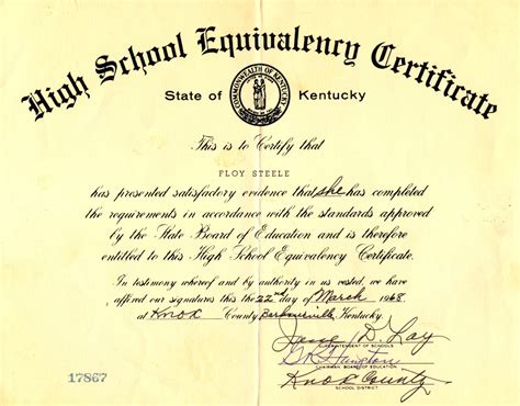 GED Certificate Example