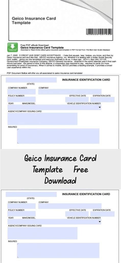 Geico Insurance Card Template