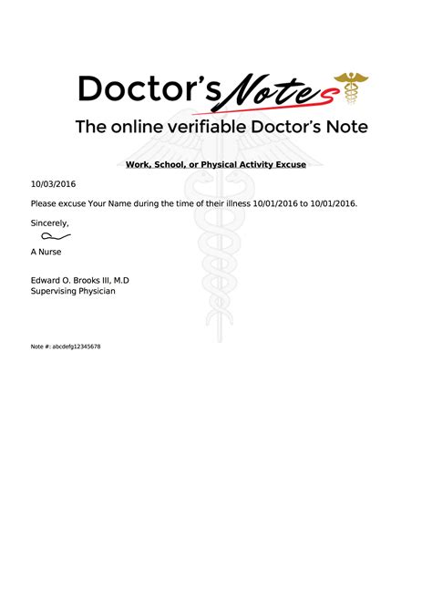 General Doctor's Note Template