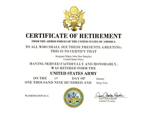 General of the Army retirement