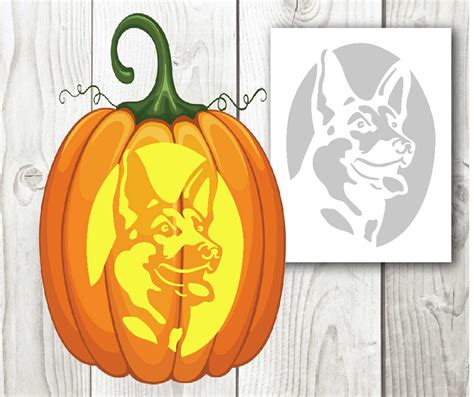 German Shepherd Pumpkin Template 7