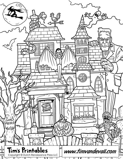 Ghost House Coloring Page