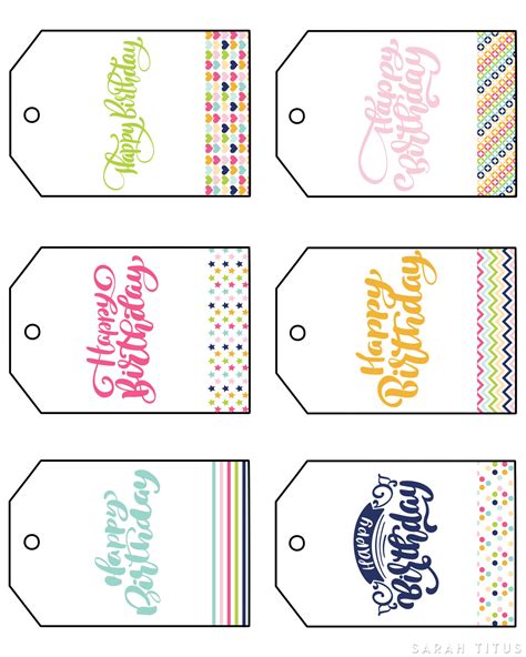 Gift Tag Templates for Birthdays