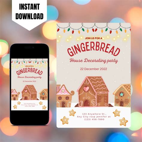 Gingerbread House Invitation Template