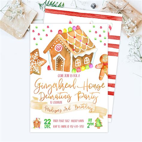 Gingerbread House Invitation Template