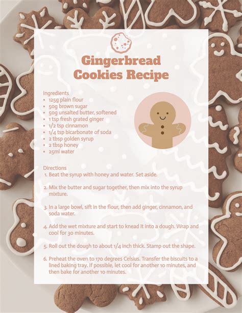 Gingerbread Recipe Card Template