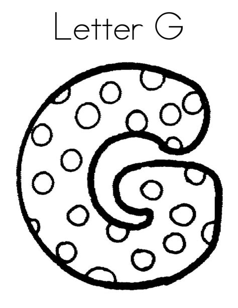 Glitter letter G coloring page for kids