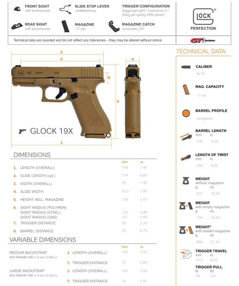 Glock 19x Caliber Specifications